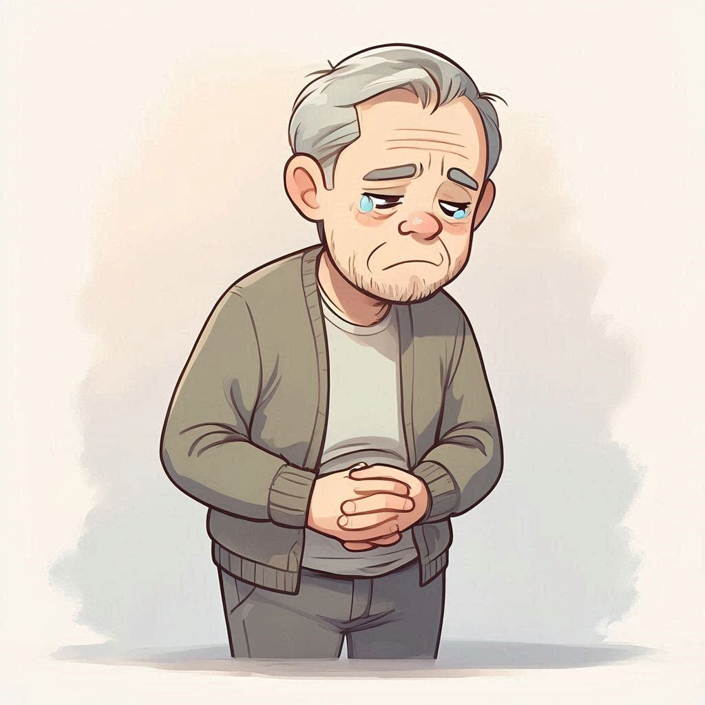 Sick man animated character